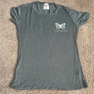 Casual Green Tee with Butterfly Design